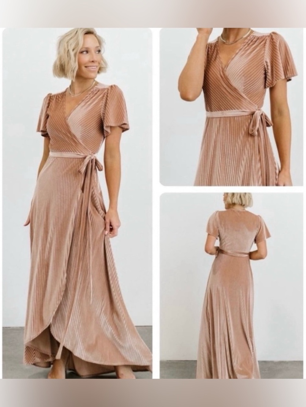 Baltic Born Andi Ribbed Velvet Wrap Dress S Bridesmaid Wedding Maxi